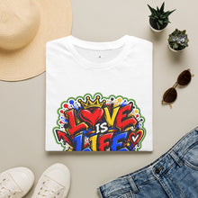 Load image into Gallery viewer, Love Is Life Graphic T-Shirt — Colorful Street Art Heart Tee