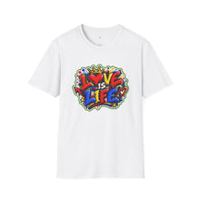 Load image into Gallery viewer, Love Is Life Graphic T-Shirt — Colorful Street Art Heart Tee