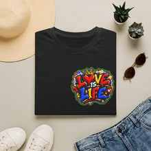Load image into Gallery viewer, Love Is Life Graphic T-Shirt — Colorful Street Art Heart Tee