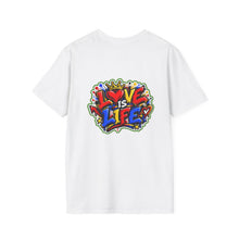 Load image into Gallery viewer, Love Is Life Graphic T-Shirt — Colorful Street Art Heart Tee
